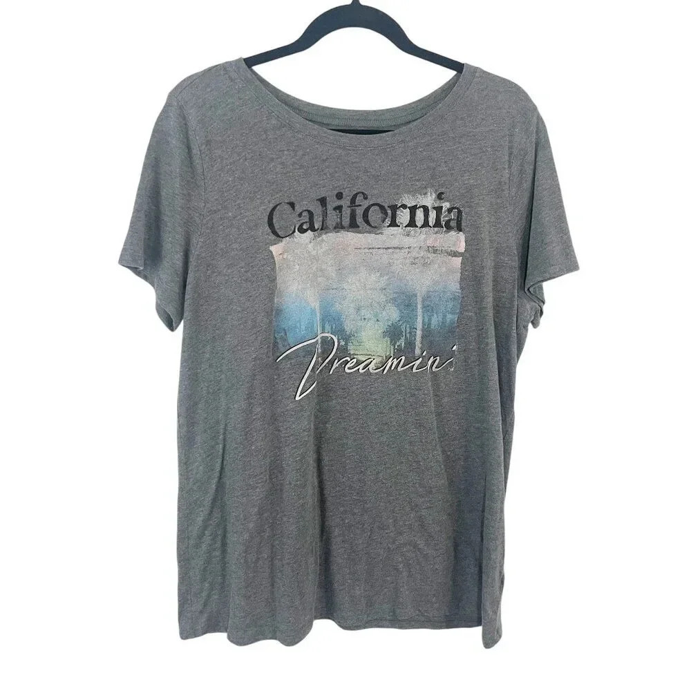 Torrid Gray "California Dreaming" Graphic Short Sleeve Tee Shirt Women's Size 1X